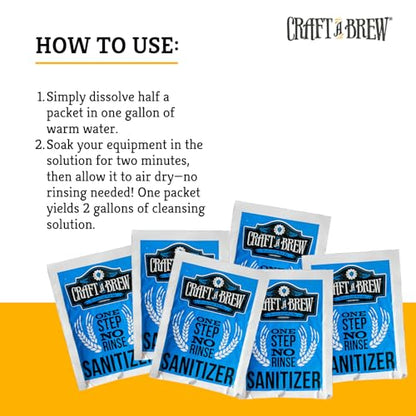 Craft A Brew - Single-Use Cleansing Packets - Dissolvable No-Rinse Cleanser for Home Brewing Equipment – Pre-Portioned for 2-Gallon Solutions – Easy-to-Use Homebrew Supplies – Pack of 6