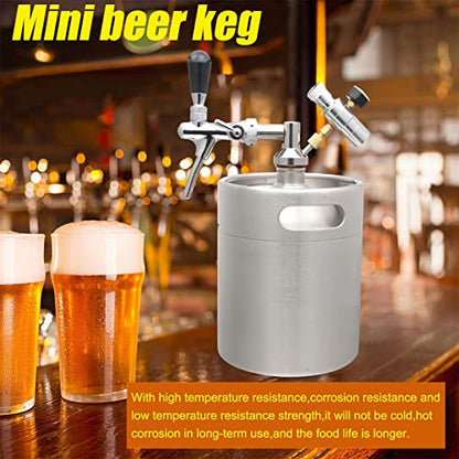 Portable Draft Keg System Stainless Steel Keg Mini Keg Draft System Stainless Steel Portable Mini Keg Dispenser Pressure Regulator Craft Beer Draft Home Brew,5L