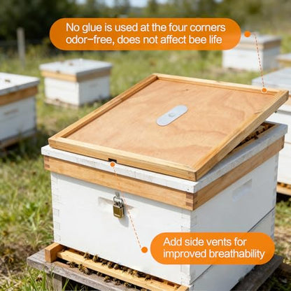 4 Pcs Beehive Inner Cover for 10 Frame Box, Beeswax Coated Ventilated Cover | ventilated airflow design, fits standard Langstroth hives, moisture resistant