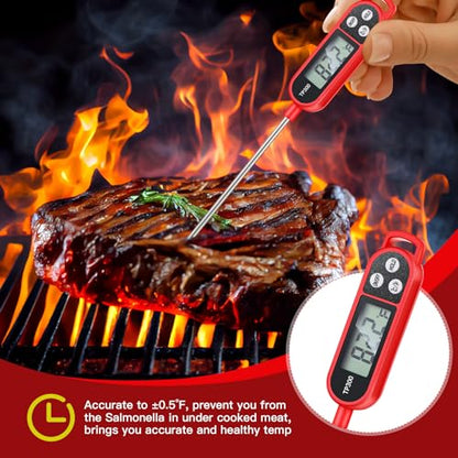 Copkim 6 Pcs Meat Thermometer Food Thermometer with Probe Water Liquid Instant Read Digital Thermometer Cooking Thermometer Supplies BBQ Kitchen Thermometer for Cooking Milk Yogurt (Red) - color: Red