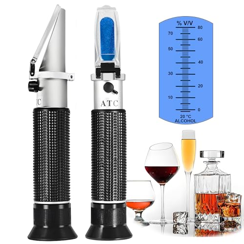 Handheld Alcohol Refractometer,V·RESOURCING 0~80% Alcohol Content Measurement Tool Tester for Spirits Distilled Ethanol with Water Like Whiskey, Brandy;Used in Scientific Research, Alcohol Purchase - color: Alcohol Refractometer （0-80%）