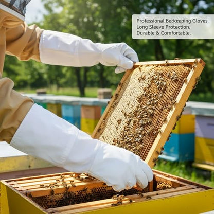 Bee Gloves, Beekeeping Gloves for Men & Women, Professional Bee with Ventilated Sleeves for Protection and Comfort