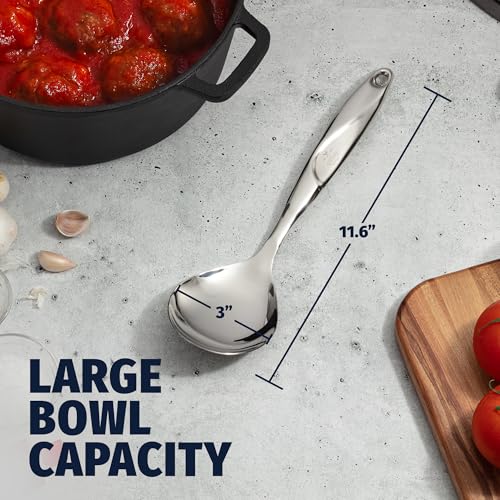 Zulay Kitchen Stainless Steel Serving Spoon - 11.5” Large Cooking & Serving Spoon with Ergonomic Handle - Durable, Rust-Resistant & Dishwasher Safe Kitchen Utensil for Cooking and Buffets - size: Cooking Spoon