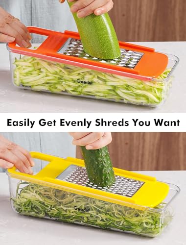 Geedel Professional Mandoline Slicer for Kitchen, Multi Purpose Vegetable Slicer Cutter, Vegetable Cutter Onion Cutter for Veggie Fruit Cheese - color: Red