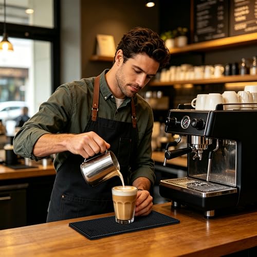 Xibany Bar Mat, 12x6IN Non-Slip PVC Mats for Home Coffee Bar Countertop | Versatile for Coffee Drinks Cocktails Makers, Keep Bar Counter Tops Neat Tidy, Drying Dishes Cups Glasses, Easy to Clean