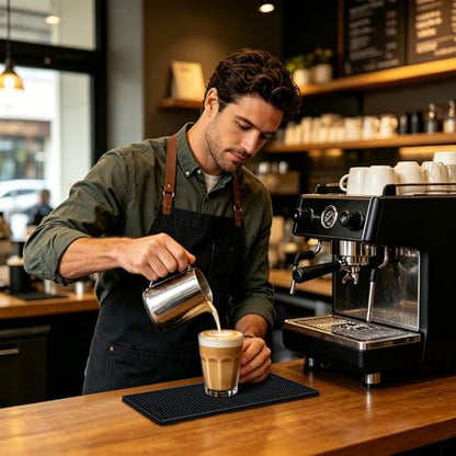 Xibany Bar Mat, 12x6IN Non-Slip PVC Mats for Home Coffee Bar Countertop | Versatile for Coffee Drinks Cocktails Makers, Keep Bar Counter Tops Neat Tidy, Drying Dishes Cups Glasses, Easy to Clean
