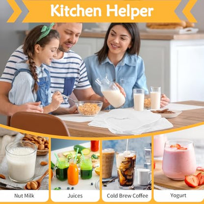 XL 4 Pcs Food Grade Nut Milk Bag Reusable, Grade 100, 12" x 12" Nut Bag Strainer, Fine Mesh Nylon Cheese Cloth Bags for Straining Oat Almond Milk, Greek Yogurt, Juice, Cold Brew Coffee, Beer Tea - size: 12" x 12"