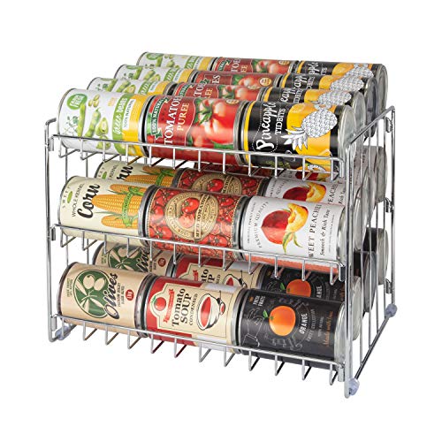 Kitchen Details 3 Tier Can Organizer | Chrome Steel Canned Food Storage Rack | Holds 36 Cans | Space-Saving Pantry & Cabinet Storage Solution | Easy Access to Canned Goods | Freestanding Design - color: Chrome, size: 14.5 x 11.5 x 11 inches