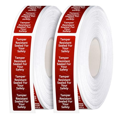 Outus 1000 Pcs Tamper Evident Labels Rolls Adhesive Safety Stickers 0.75 x 3.5'' Tamper Evident Tape for Security Food Delivery Bag Closure Container Box Jar Mailing Packaging Sealing (Red) - color: Red