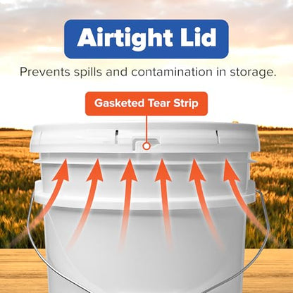 ePackageSupply 5 Gallon Bucket - Food Grade Bucket with Airtight Gasketed Tear Strip Lid, BPA-Free, Heavy-Duty 90 Mil HDPE Plastic Pail, Bulk Storage, Durable Container, Made in USA - White, 120 Packs | Airtight Gasketed Tear Strip Lid, Heavy-Duty 90 Mil