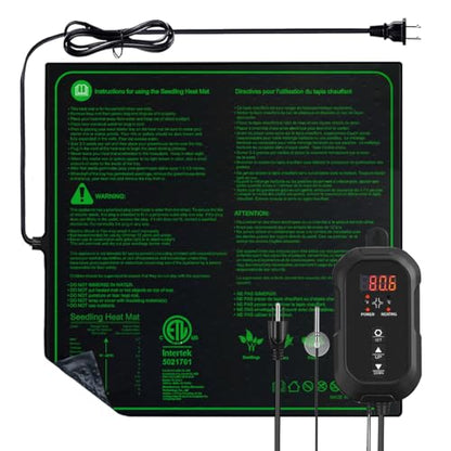 20"x 20" Seedling Heat Mat with Digital Thermostat Combo Set,ETL Certified and Durable Waterproof Warm Hydroponic Heat Mat for Germination,Indoor Gardening,Brewing and Greenhouses - style: 20"x20" Heat Mat with Digital Thermostat