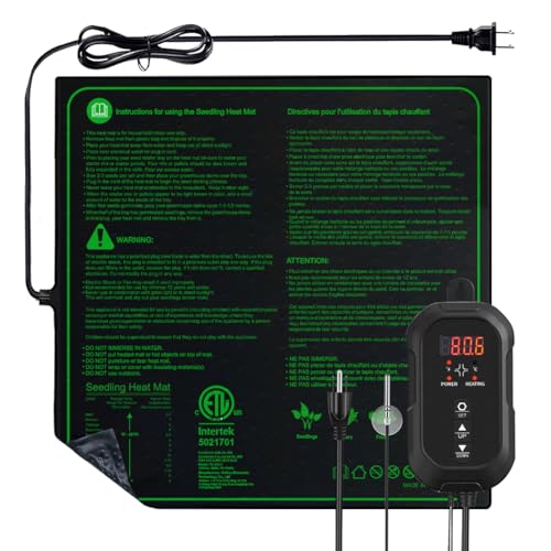 20"x 20" Seedling Heat Mat with Digital Thermostat Combo Set,ETL Certified and Durable Waterproof Warm Hydroponic Heat Mat for Germination,Indoor Gardening,Brewing and Greenhouses - style: 20"x20" Heat Mat with Digital Thermostat