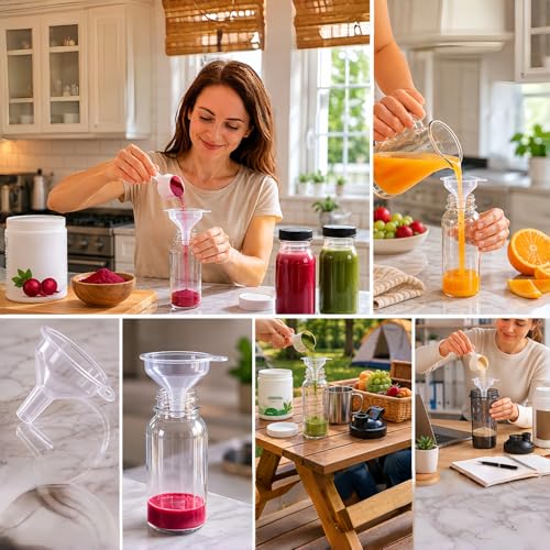 Small Funnels 5 Pack for Filling Small Bottles, Food Grade Plastic Funnel for Water Bottles, Protein Powder, Liquids & Kitchen Use