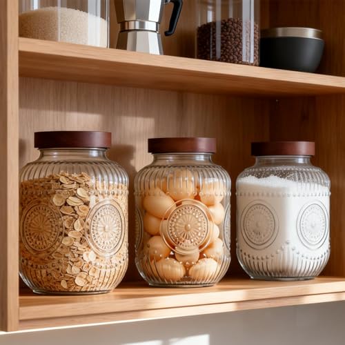 2 Pack 1 Gallon Glass Jar with Lid Wide Mouth,Plastic Free Large Mason Jar with Airtight Screw Lid, Glass storage containers for Cookie, Candy, Kombucha,Sun Tea and fermention (Sun Flower Design)