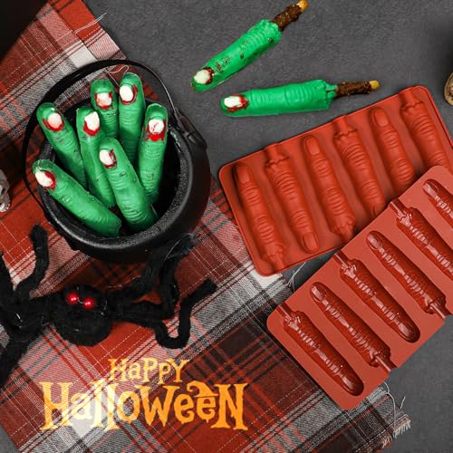 Webake The Original Halloween Witch Finger Chocolate Mold, 6-Cavity Finger Pretzel Rod Molds for Chocolate, Pretzel, Cookie, Pack of 2 - style: Finger