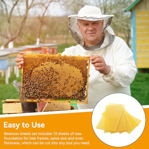 Agatige 10PCS Beeswax Sheets for Candle Making, Natural Beeswax Honeycomb Foundation Sheets Candle Rolling Kit for Kids Adults