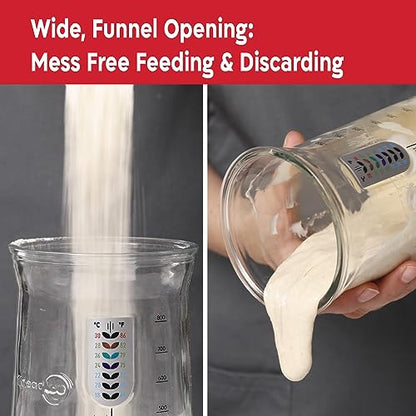 KNEADACE Pro Sourdough Bread Starter Kit - 34 oz Large Capacity Sourdough Starter Jar with 5 unique features for the perfect sour dough bread & sourdough starter kit - sourdough supplies (KA06) - size: 1 Set