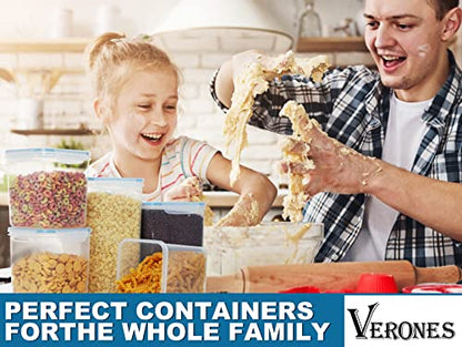 VERONES Large Tall Airtight Food Storage Containers, 10 PACK Plastic Airtight Kitchen & Pantry Organization, Ideal for Flour & Sugar Plastic Canisters with Labels - color: Blue