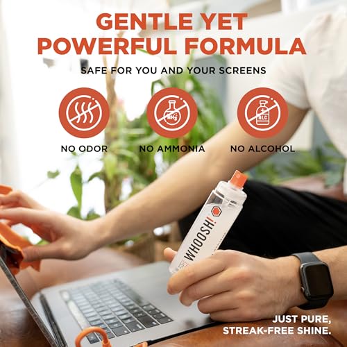 WHOOSH! Screen Shine Duo XL - Screen Cleaner Spray and Wipe for Eyeglasses, Phone & Laptop - Removes Fingerprints - Includes 3.4 oz + 1 oz Leak-Free Bottles & 2 Microfiber Cloths for Home & Travel - size: 4.4 Fl Oz (Pack of 1)
