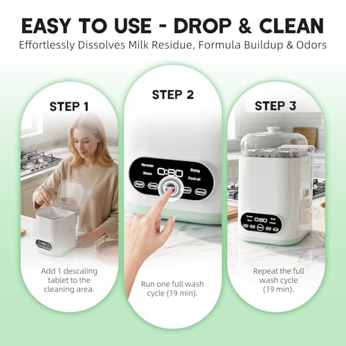 Descaling Tablets for Bottle Washer, 36 Count – Universal Fit Most Bottle Washer Models – Effective for Removing Milk & Limescale, Works with Washer, Warmer, Sterilizer & Formula Maker - size: 36 Count