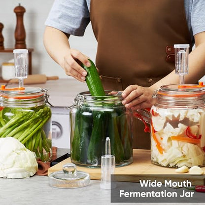 0.6 Gal Fermentation Kit, Glass Jars, Weights & Airlocks, 2 Pack | Perfect for Sauerkraut, Kimchi, Kombucha and Pickles - size: 0.6 Gallon