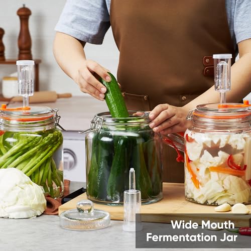 0.6 Gal Fermentation Kit, Glass Jars, Weights & Airlocks, 2 Pack | Perfect for Sauerkraut, Kimchi, Kombucha and Pickles - size: 0.6 Gallon