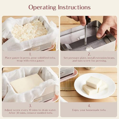 Tofu Press Stainless Steel, Paneer Maker with Upgraded Deep-Press Design, Improves Tofu Flavor and Texture, for Homemade Tofu, Paneer Press and Cheese Press, Multi-Functional Kitchen Tool, BPA Free - size: L