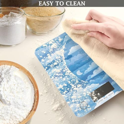 Food Scale Kitchen Scale Food Weight Scales Digital Weight Grams and Ounces Small Electronic Food Scale for Baking Cooking Blue Gradient Cloud and Stars - color: Blue Gradient Cloud and Stars