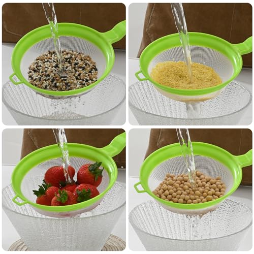Luckyiren Kefir Strainer Set, 2-Size Plastic Non-Metal Sieve with Fine Mesh for Kefir Grains, Milk Kefir, Water Kefir & Kombucha - Durable, Food Grade & Easy Clean, Green - color: Green