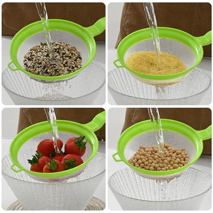 Luckyiren Kefir Strainer Set, 2-Size Plastic Non-Metal Sieve with Fine Mesh for Kefir Grains, Milk Kefir, Water Kefir & Kombucha - Durable, Food Grade & Easy Clean, Green - color: Green