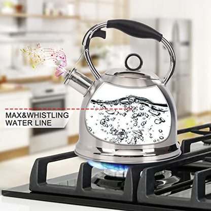 Tea Kettle for Stovetop, Food Grade Stainless Steel Water Kettle, Tea Pot for Home & Kitchen, 3.0 Qt - color: Silver