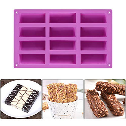 Palksky (2 Pack 12 Cavity Medium Narrow Silicone Rectangle Molds/Molds/Protein Bars mold/Energy Bars Maker for Caramel Bread Loaf Muffin Brownie Cornbread Cheesecake Pudding Soap Butter Mould - style: 2PCS 12 Bar Mold