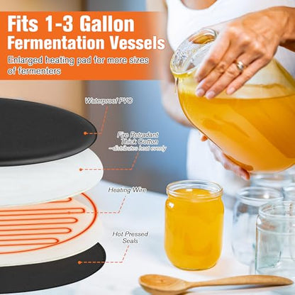Kombucha Heating Pad with Digital Temperature Control, 11.8" Fermentation Heating Pad, 45-113°F Adjustable Temperature, Proofing Mat for Glass and Plastic Carboy Fermentors(2 Pieces)