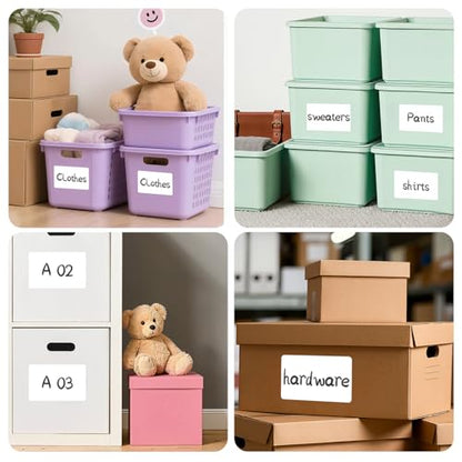 50 Labels/Pack 4x6 Removable Labels for Storage Bins, HUOJI Tear Resistant No Residue Storage Bin Labels, Storage Tote Labels for Home, School, Business - size: 4x6-1 Stack | 50 Sheets