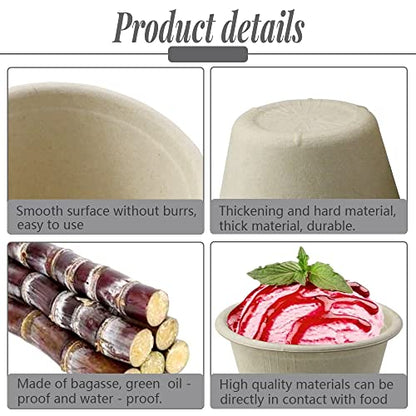 LeonBach 100 Pack Natural Bagasse Fiber Bowls,4oz Small Disposable Paper Bowls Microwavable Safe Sample Snack Cups Charcuterie Serving Cups for Sauce Portion Condiment Ice Cream Desserts - color: Brown, style: 4oz-100 Pack