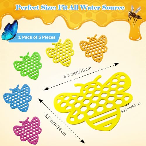 Floating Bee Island Watering Station - 5 Pack, Bee-Friendly EVA Foam, No Sinking, Drowning-Proof, Fade-Proof, Pre-Cut, Birdbath, Pools & Garden Hydration Solution for Pollinators (6.3 Inch) - size: Bee