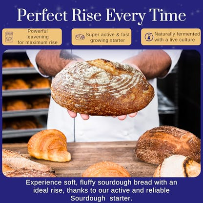 Mature Sourdough Starter Culture – 100+ Years Old Dehydrated Sourdough Starter Kit for Delicious Homemade Sourdough Bread – All-Natural and Healthy - Beginner Friendly, Fast reactivation and Expert Support