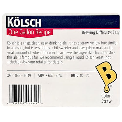 Brewer's Best One Gallon Home Brew Beer Ingredient Kit (Kolsch)