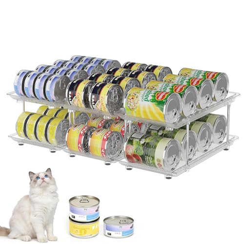Can Organizer for Pantry, Modular 2-Tier Adjustable Canned Cat Food Organizer for Soup Cans, Dog Food Cans & Beverage Cans, Clear Can Rack for Pantry and Fridge - size: 2 Tiers-6 Pcs