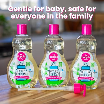 Dapple Baby Fragrance Free Bottle & Dish Soap - (3 Pack) 16.9 fl oz - Cleans Baby Bottles, Sippy Cups, Pacifiers, Breast Pumps, & More - Gently Removes Milk Film & Odors - Includes 1 Pump - size: 16.9 Fl Oz (Pack of 3)