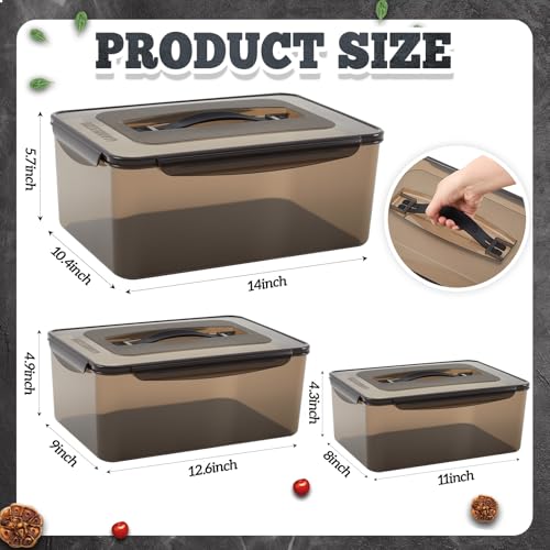 Reallnaive 3 Pcs Marinating Containers with Lid 12.5, 8.3, 6.5 Quart Plastic Food Brining Containers Dishwasher Safe Grilling Accessories for Thanksgiving Meat Chicken Turkey Rib BBQ Prep Storage - size: 12.5 Quart,8.3 Quart,6.5 Quart