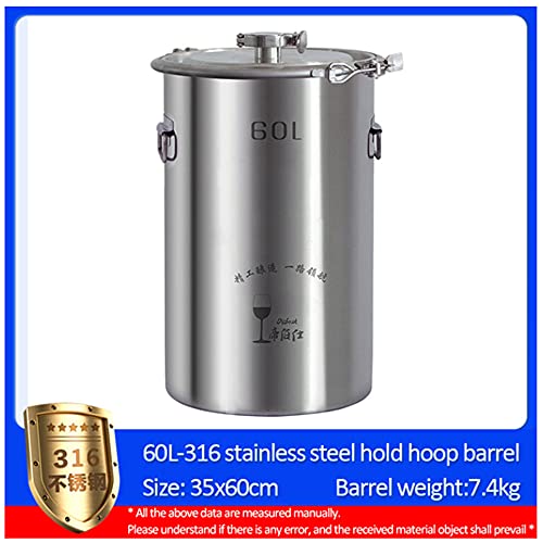60L 304/316 New stainless steel fermentation barrel wine barrel fermenter self-brewed wine sealed barrel wine making equipment (316 without tap) - size: 316 without tap