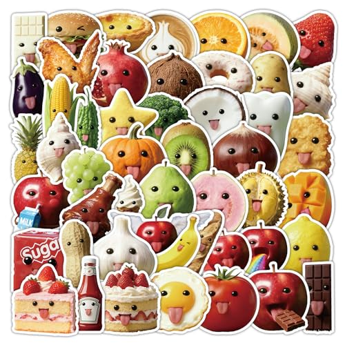 100Pcs Funny Food Stickers Pack, Waterproof Vinyl Cute Snack Decals for Water Bottle Laptop Suitcase Skateboard Scrapbook Journal, Kawaii Labels for Kids Teens Girls DIY Decor Party Gift Supplies - color: Funny Food-10