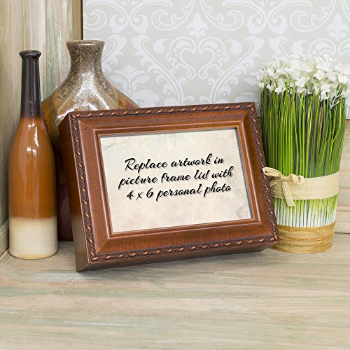 Cottage Garden Our Priest Woodgrain Inspirational Rope Trim Music Box Plays Ave Maria