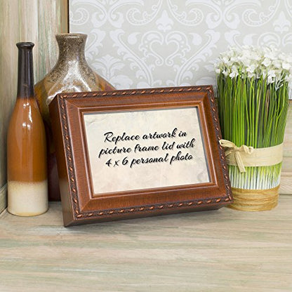 Cottage Garden Our Priest Woodgrain Inspirational Rope Trim Music Box Plays Ave Maria