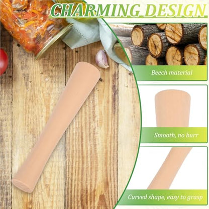 2Pcs Sauerkraut Pounder for Mason Jars Wooden Vegetable Fermentation Tamper Uniform Grinding Cabbage Sauerkraut Pounder Kitchen Fermenting Food Tools