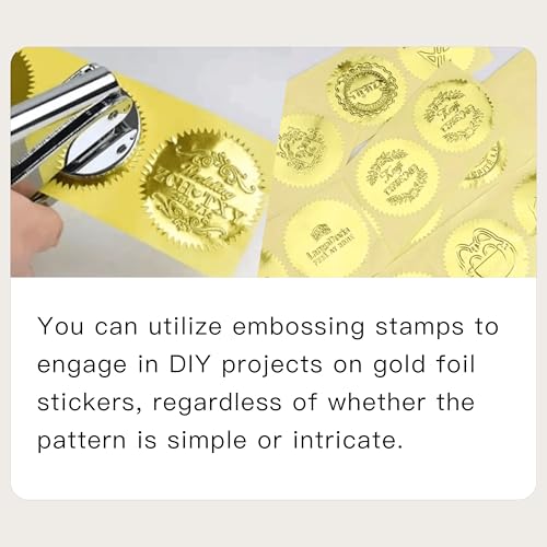 2 inch Round Gold Foil Stickers for Embossing 200 Pcs, Wmiwulien Blank Self Adhesive Notary Embosser Seal Stickers with Serrated Edge for Certificate Package, Envelope, Wafer, Awards Legal Metallic - color: Gold