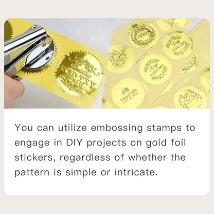 2 inch Round Gold Foil Stickers for Embossing 200 Pcs, Wmiwulien Blank Self Adhesive Notary Embosser Seal Stickers with Serrated Edge for Certificate Package, Envelope, Wafer, Awards Legal Metallic - color: Gold