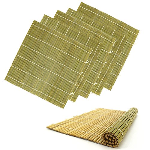 BambooMN 6x Green Professional Grade Bamboo Sushi Making Rolling Mats 11.8" x 11.8", All Natural Bamboo - color: Green, size: 11.8 Inch x 11.8 Inch