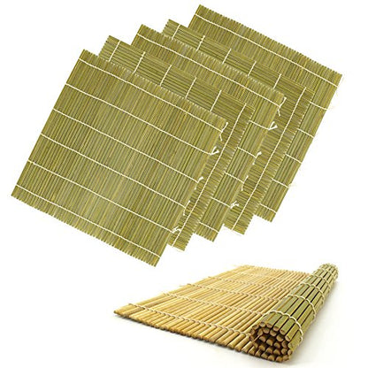 BambooMN 6x Green Professional Grade Bamboo Sushi Making Rolling Mats 11.8" x 11.8", All Natural Bamboo - color: Green, size: 11.8 Inch x 11.8 Inch